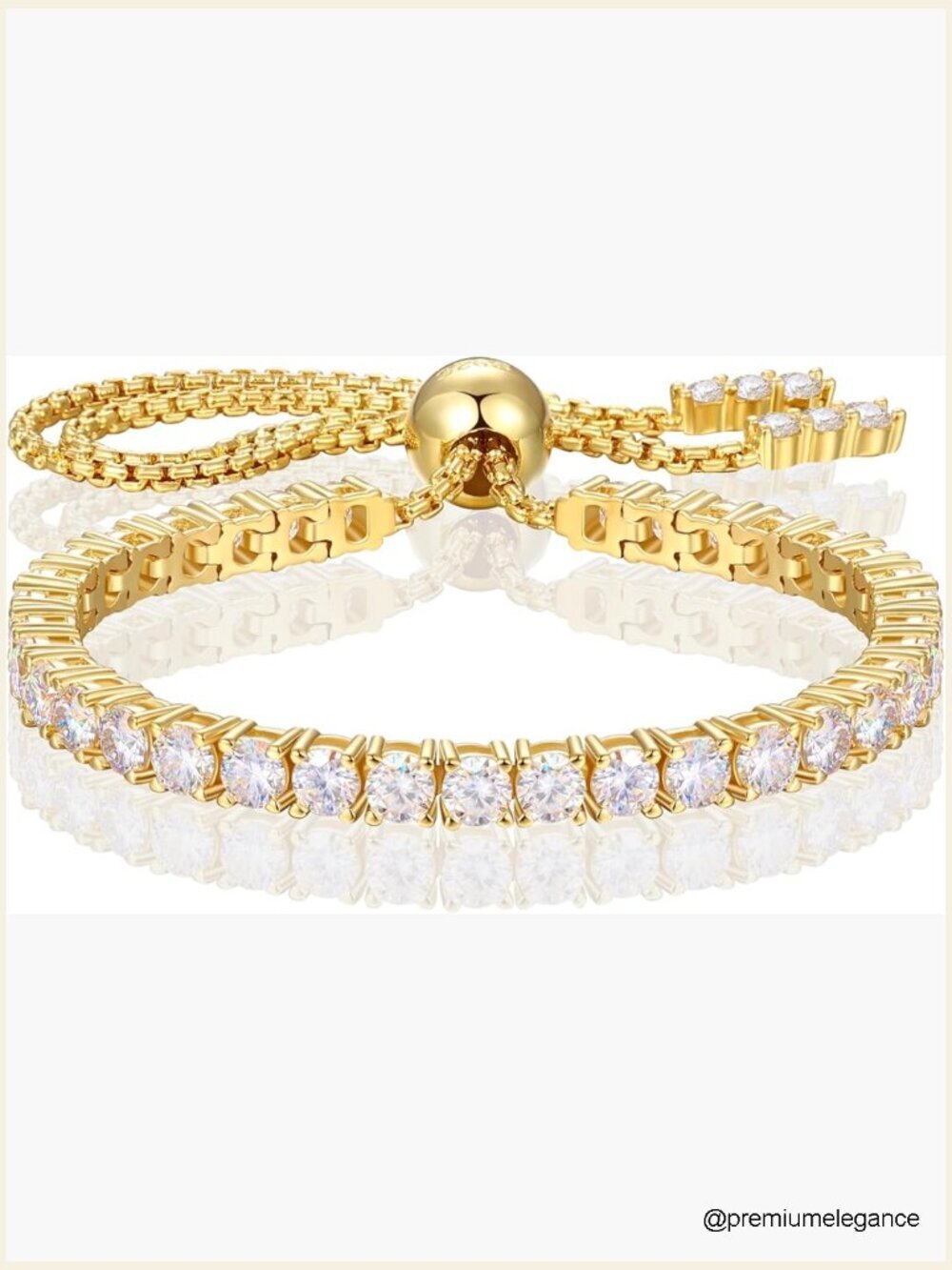 Adjustable Moissanite Tennis Bracelet 18K White Gold Plated Sterling Silver D